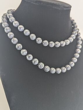 Vintage Marbled Grey Plastic Beaded Sarah Coventry Signed Necklace